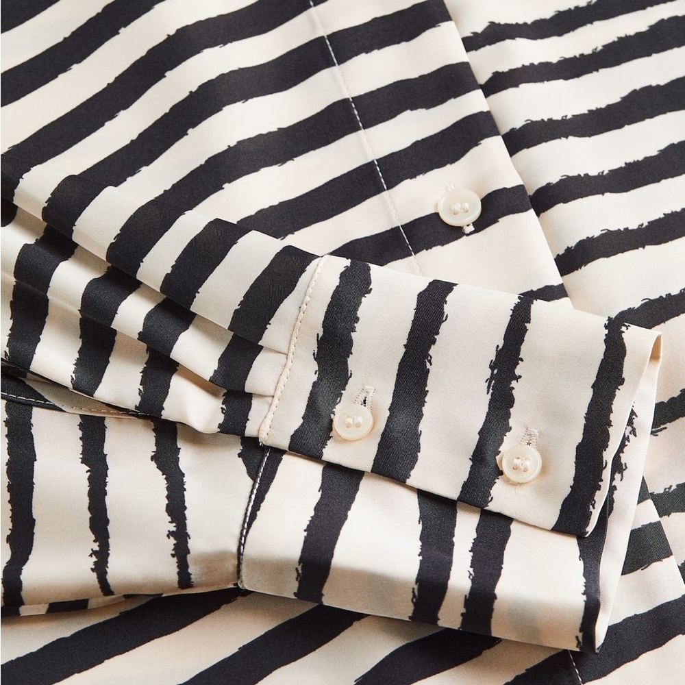 Black and White Zebra Print Long Sleeve Button Down Shirt - Picture 9 of 10